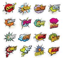 Comic book sound blast bubbles cartoon icons vector