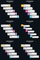 plantilla de diapositiva de presentación del paquete de infografías vectoriales 6 diagramas de ciclo de 5 pasos y líneas de tiempo vector