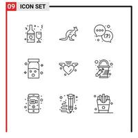 Pictogram Set of 9 Simple Outlines of healthcare drugs indigenous support question Editable Vector Design Elements