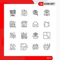 Pictogram Set of 16 Simple Outlines of money funnel scary data e shopping Editable Vector Design Elements