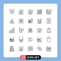 25 iconos creativos signos y símbolos modernos de seguridad educativa barco servidor meteorito elementos de diseño vectorial editables vector