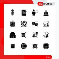 Set of 16 Modern UI Icons Symbols Signs for greek building avatar bank update Editable Vector Design Elements