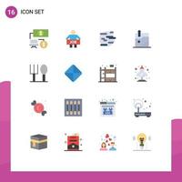 16 Thematic Vector Flat Colors and Editable Symbols of fork upload environment technology world Editable Pack of Creative Vector Design Elements