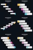 Vector 6 Infographics Pack Presentation slide template 5 Steps cycle diagrams and timelines