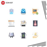 Editable Vector Line Pack of 9 Simple Flat Colors of ebook tools box machinery construction Editable Vector Design Elements