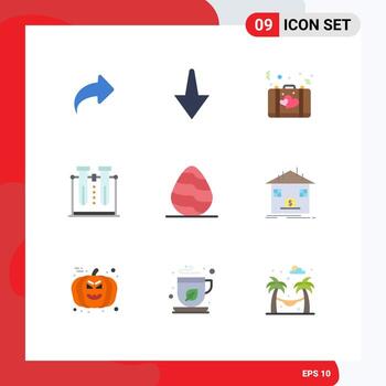 Mobile Interface Flat Color Set of 9 Pictograms of egg tube love testing laboratory Editable Vector Design Elements