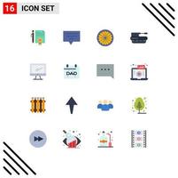 16 Universal Flat Color Signs Symbols of computer panzer indian military cannon Editable Pack of Creative Vector Design Elements