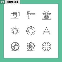 Modern Set of 9 Outlines and symbols such as weather planet business space strategy Editable Vector Design Elements