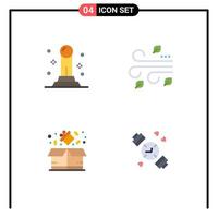 Group of 4 Flat Icons Signs and Symbols for business percentage blowing wind watch Editable Vector Design Elements