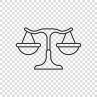 Scales icon in flat style. Libra vector illustration on isolated background. Mass comparison sign business concept.