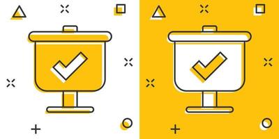 Checklist vector icon in comic style. Survey cartoon vector illustration in flat design on isolated background. Simple splash effect business concept pictogram.