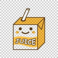Cute juice icon in flat style. Kawaii drink vector illustration on white isolated background. Cartoon funny container business concept.