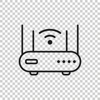 Wifi router icon in flat style. Broadband vector illustration on white isolated background. Internet connection business concept.