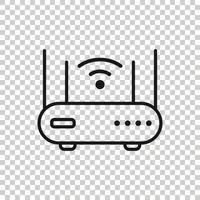 Wifi router icon in flat style. Broadband vector illustration on white isolated background. Internet connection business concept.