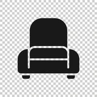 Cinema chair icon in flat style. Armchair vector illustration on white isolated background. Theater seat business concept.