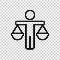 Ethic balance icon in flat style. Honesty vector illustration on isolated background. Decision business concept.