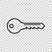 Key icon in flat style. Password vector illustration on white isolated background. Access business concept.