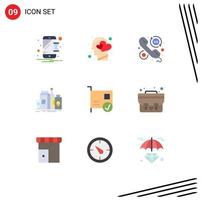 Stock Vector Icon Pack of 9 Line Signs and Symbols for product branding human packaging hours Editable Vector Design Elements