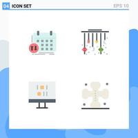 4 Thematic Vector Flat Icons and Editable Symbols of schedule decoration appointment moon data Editable Vector Design Elements