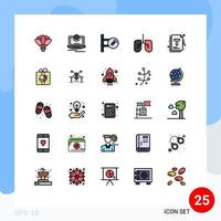 Universal Icon Symbols Group of 25 Modern Filled line Flat Colors of management document video lungs medicine Editable Vector Design Elements