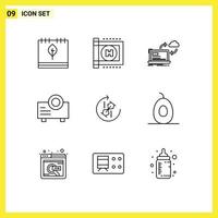 9 User Interface Outline Pack of modern Signs and Symbols of repeat projector sync presentation arrows Editable Vector Design Elements