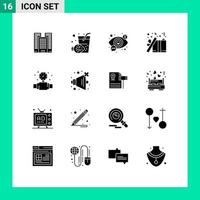 User Interface Pack of 16 Basic Solid Glyphs of mechanical star seo present box Editable Vector Design Elements