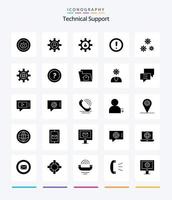 Creative Technical Support 25 Glyph Solid Black icon pack  Such As configuration. question. gear. note. about vector