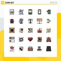 conjunto de pictogramas de 25 colores planos de línea llena simple de mensajes análisis de iphone elementos de diseño de vector editables de teléfono inteligente android