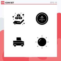 Set of 4 Modern UI Icons Symbols Signs for box car product direction truck Editable Vector Design Elements