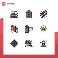 Set of 9 Modern UI Icons Symbols Signs for cinema fly graveyard flying meatball Editable Vector Design Elements