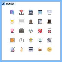 25 User Interface Flat Color Pack of modern Signs and Symbols of monitor report clean page data Editable Vector Design Elements