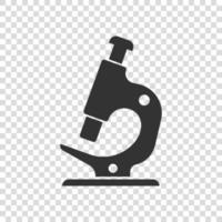 Microscope icon in flat style. Laboratory magnifier vector illustration on isolated background. Biology instrument sign business concept.