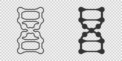 Dna molecule icon in flat style. Atom vector illustration on white isolated background. Molecular spiral sign business concept.