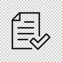 Approved document icon in flat style. Authorize vector illustration on white isolated background. Agreement check mark business concept.