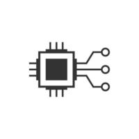 Computer chip icon in flat style. Circuit board vector illustration on white isolated background. Cpu processor business concept.