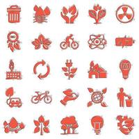 Eco environment icons set in comic style. Ecology cartoon vector illustration on white isolated background. Bio emblem splash effect sign business concept.