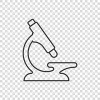 icono de microscopio en estilo plano. Ilustración de vector de lupa de laboratorio sobre fondo aislado. concepto de negocio de signo de instrumento de biología.