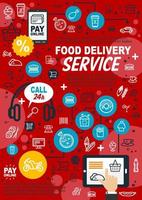 Food delivery service vector poster