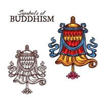 Buddhism religion victory banner, vector