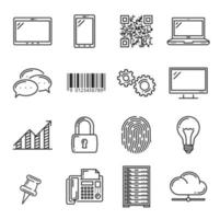 Devices and application, outline line art icons vector