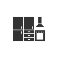 icono de muebles de cocina en estilo plano. ilustración de vector de cocina sobre fondo blanco aislado. concepto de negocio de sala de cocina.