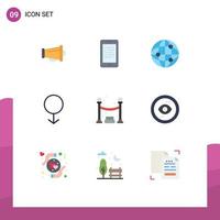 Pack of 9 Modern Flat Colors Signs and Symbols for Web Print Media such as party queue elearning man gender Editable Vector Design Elements