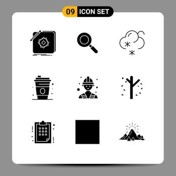 9 Solid Glyph concept for Websites Mobile and Apps autumn labour forecast builder drink Editable Vector Design Elements