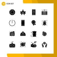 Universal Icon Symbols Group of 16 Modern Solid Glyphs of smart control win access location Editable Vector Design Elements