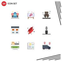 9 User Interface Flat Color Pack of modern Signs and Symbols of user grid message communication scent Editable Vector Design Elements