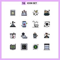 Set of 16 Modern UI Icons Symbols Signs for search signal night science car Editable Creative Vector Design Elements