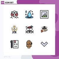 Pictogram Set of 9 Simple Filledline Flat Colors of water hands image share ideas Editable Vector Design Elements