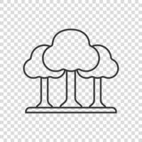 Tree icon in flat style. Forest vector illustration on white isolated background. Plant sign business concept.