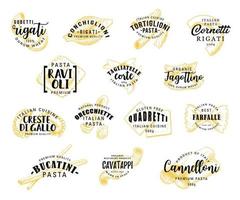 Pasta vector lettering icons, vector