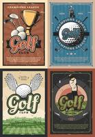 jugadores del club de la escuela de golf de la liga de campeones pósters vector